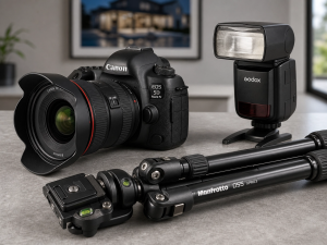 Professional real estate photography equipment setup